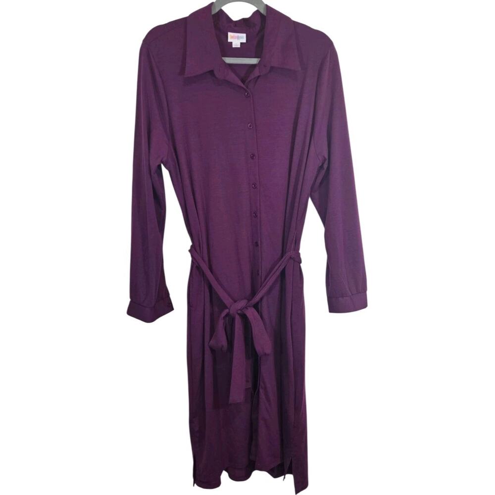 LuLaRoe Plum Button-Up Midi Dress